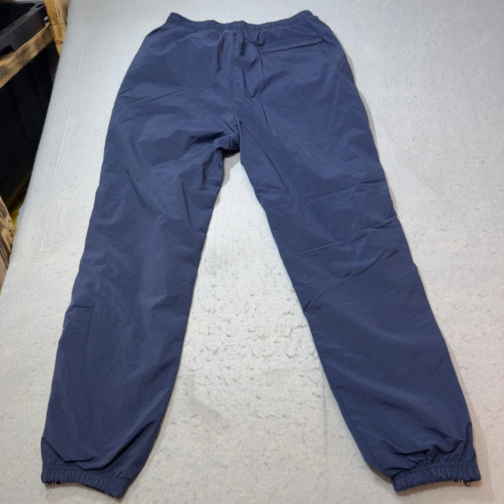 Reebok Track Pants Mens Medium Navy Blue Excellent Vintage Striped Nylon Joggers